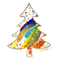 Small Handpainted Christmas Tree Blank Note Card